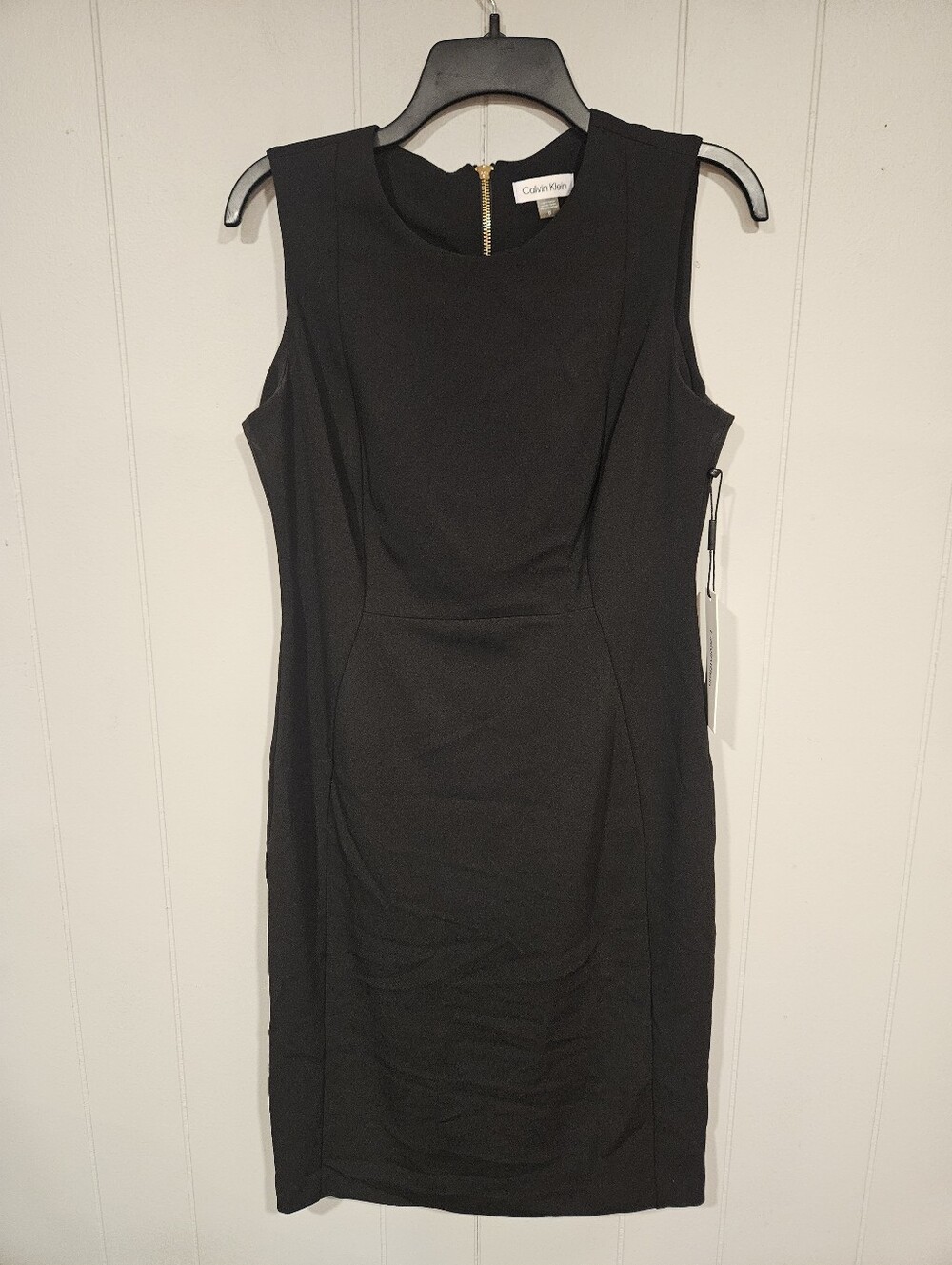 Calvin Klein Women's Black Scuba Crepe Sleeveless Princess Seam Sheath Dress NWT